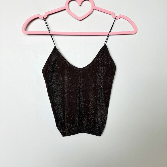 Intimately Free People NWOT Brown Metallic Scoop Neck Brami Crop Top Size XS/S - Picture 3 of 5